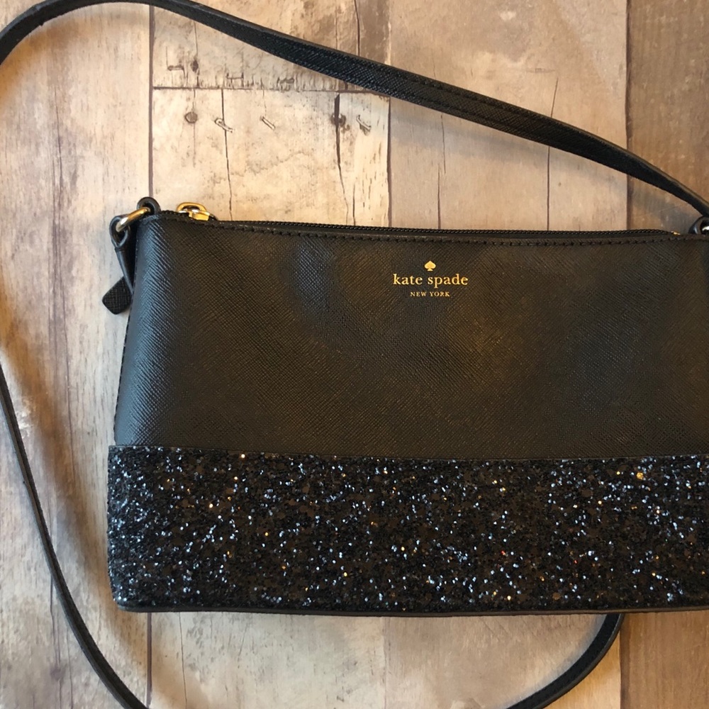 Kate Spade ♠️ Black Glitter Clutch.
